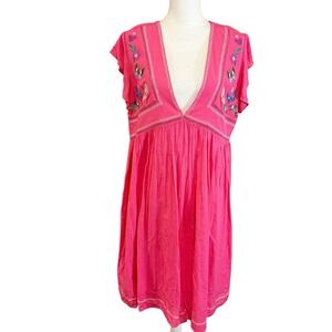Johnny Was Womens Mariposa Dress‎ Size Large Butterfly Embroidered Beach Cruise